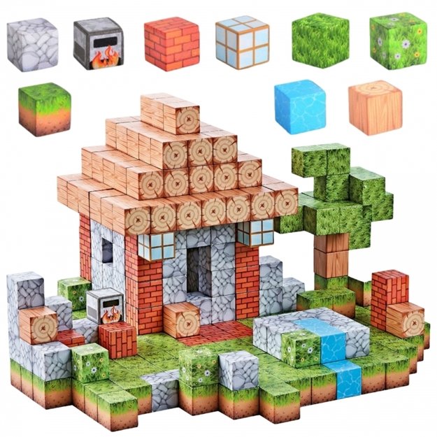 Magnetinių statybinių blokų rinkinys vaikams „World of Blocks“ 108 vnt., WOOPIE 2