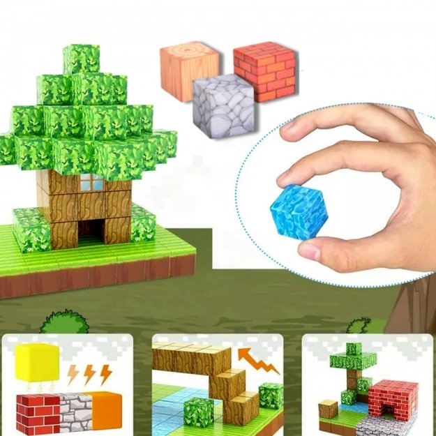 Magnetinių statybinių blokų rinkinys vaikams „World of Blocks“ 108 vnt., WOOPIE 5