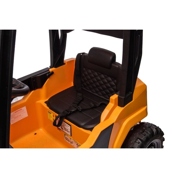 Vienvietis elektrinis šakinis krautuvas vaikams JCB, geltonas