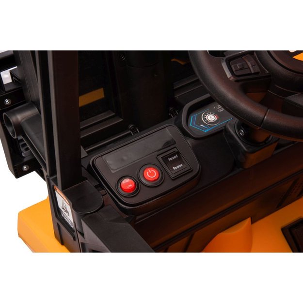 Vienvietis elektrinis šakinis krautuvas vaikams JCB, geltonas