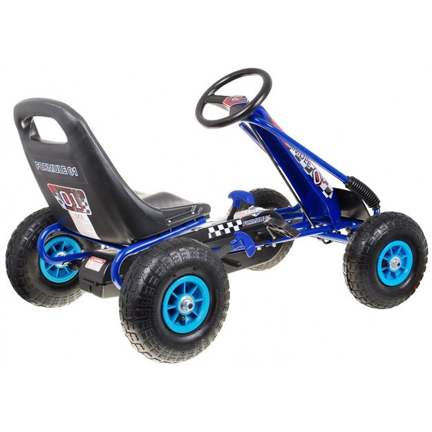 Pedalais minamas kartingas vaikams su pripučiamais ratais GO-KART AIR, mėlynas