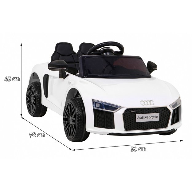 Vienvietis elektromobilis vaikams Audi R8, baltas