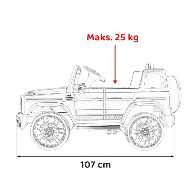 Vienvietis elektrinis džipas vaikams Mercedes AMG G63, raudonas