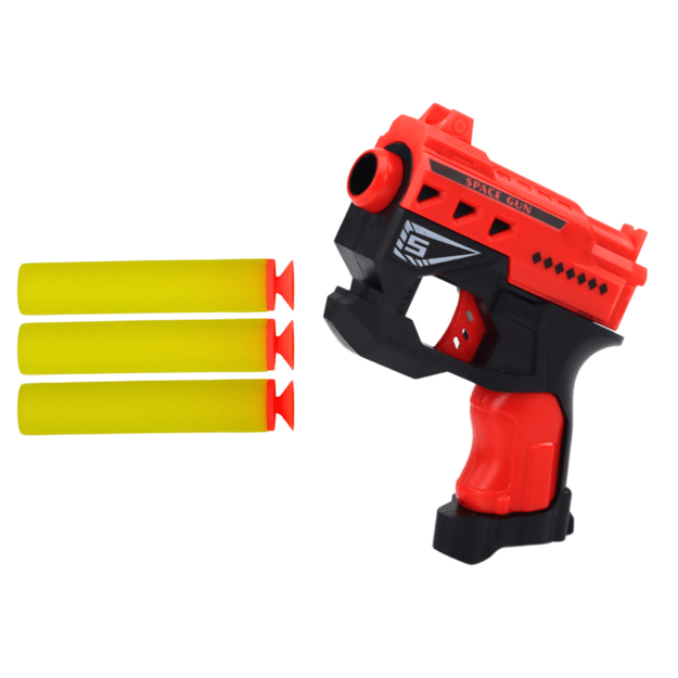 Mini putplasčio šautuvas su strėlytėmis, raudonas