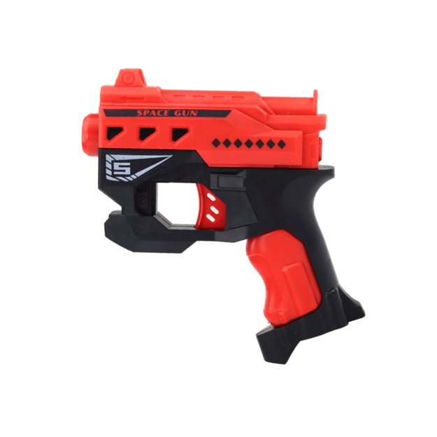 Mini putplasčio šautuvas su strėlytėmis, raudonas
