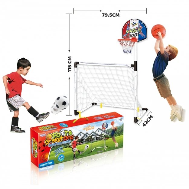Futbolo ir krepšinio rinkinys su priedais 2in1, baltas, WOOPIE 2