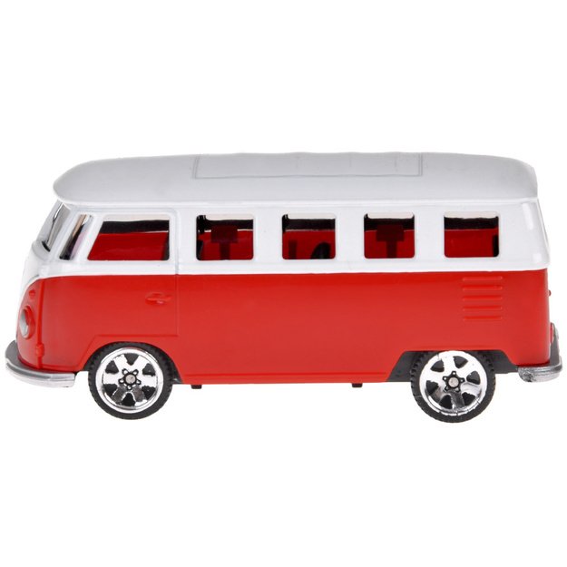 Metalinis automobilio Volkswagen T1 modelis, raudonai baltas