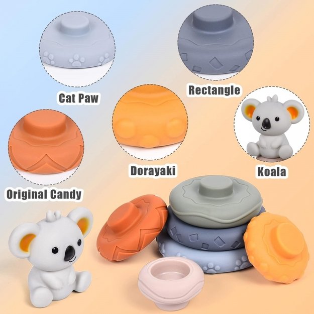 Lavinamasis piramidės formos kramtukų rinkinys 2in1, koala, WOOPIE 3