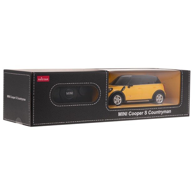 Nuotoliniu būdu valdomas Mini Countryman automobilis, geltonas