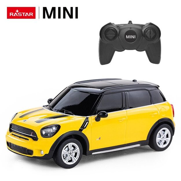Nuotoliniu būdu valdomas Mini Countryman automobilis, geltonas