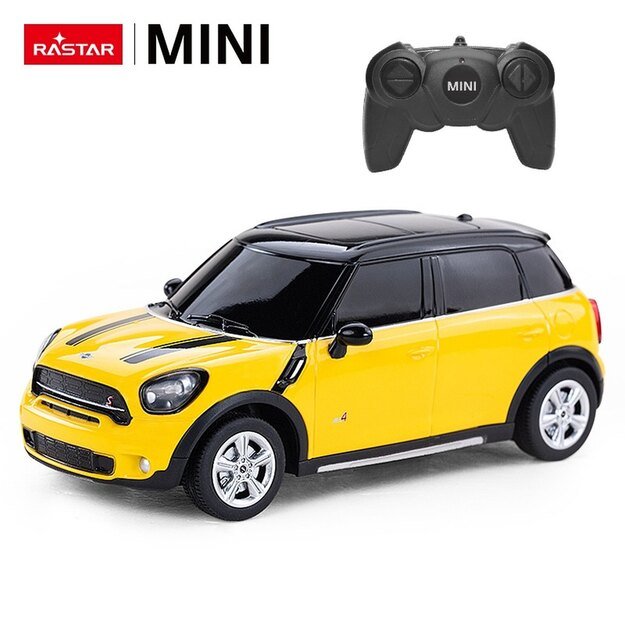 Nuotoliniu būdu valdomas Mini Countryman automobilis, geltonas