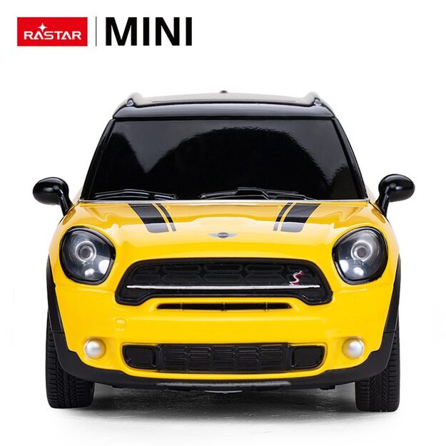 Nuotoliniu būdu valdomas Mini Countryman automobilis, geltonas