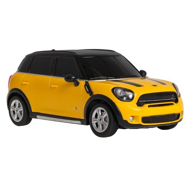Nuotoliniu būdu valdomas Mini Countryman automobilis, geltonas