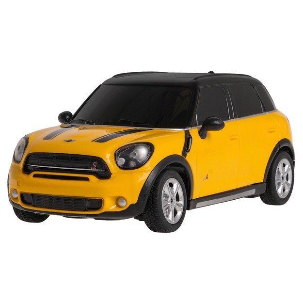 Nuotoliniu būdu valdomas Mini Countryman automobilis, geltonas