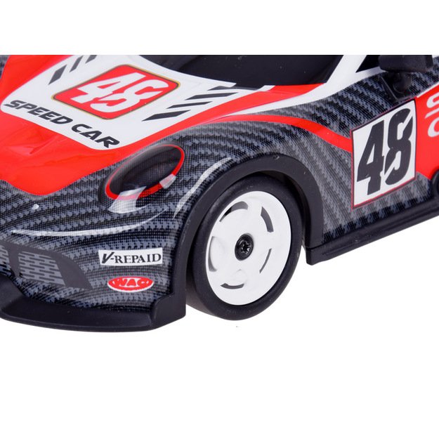 Nuotoliniu būdu valdomas sportinis „Drift Super Race“ automobilis, raudonas