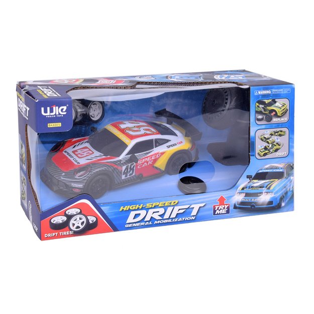 Nuotoliniu būdu valdomas sportinis „Drift Super Race“ automobilis, raudonas