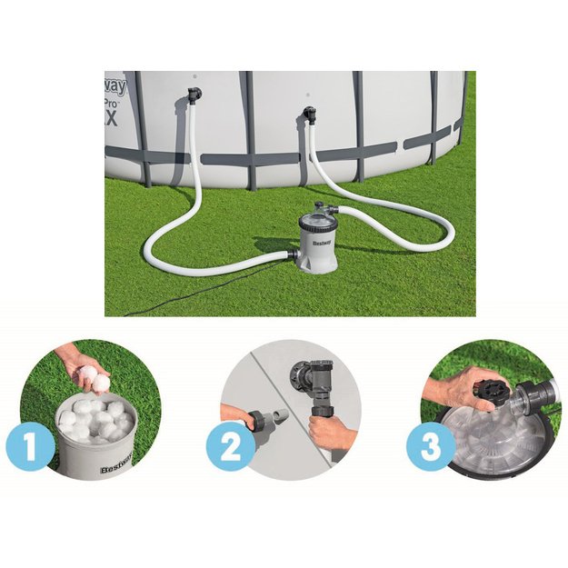 Baseino filtro siurblys 5678 l/h su filtravimo rutuliams, Bestway 58870