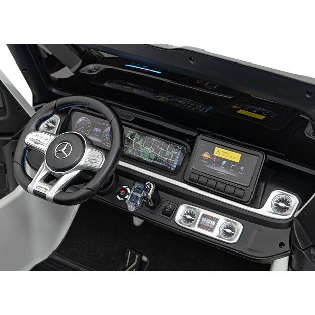 Dvivietis elektrinis visureigis vaikams Mercedes Benz G63 AMG XXL, baltas