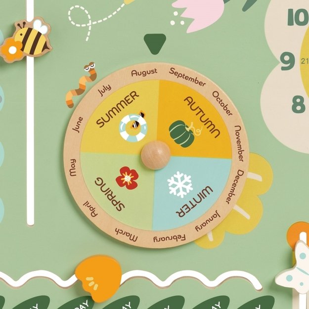 Medinė mokomoji lenta vaikams „Kalendorius“
