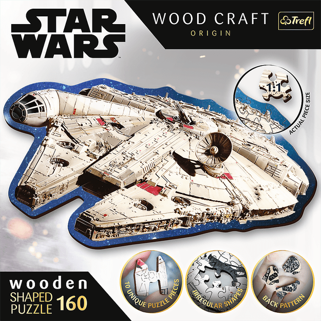Medinė dėlionė „Žvaigždžių karai Millennium Falcon“ 160 el. Trefl 20189