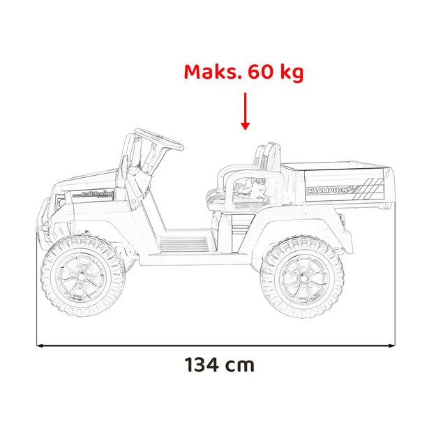 Dvivietis elektrinis visureigis vaikams Champion Pick-Up, baltas