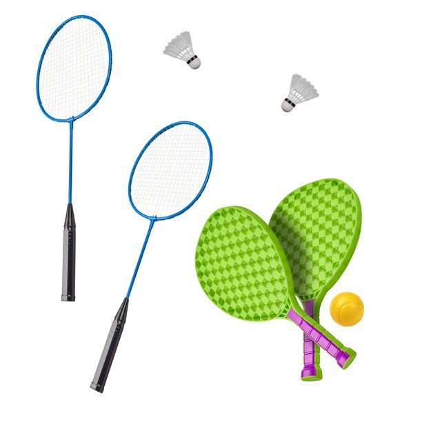 Sporto rinkinys 5in1 badmintonas krepšinis tinklinis tenisas frisbis