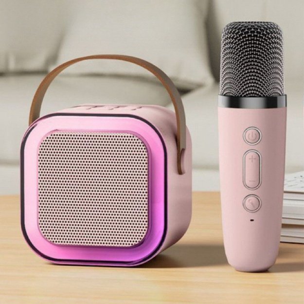 Belaidė Bluetooth kolonėle su mikrofonu K12 RGB vaikams, rožinė