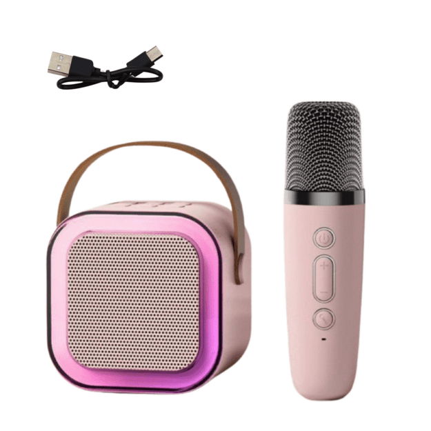 Belaidė Bluetooth kolonėle su mikrofonu K12 RGB vaikams, rožinė