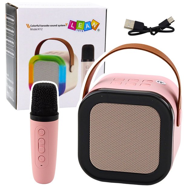 Belaidė Bluetooth kolonėle su mikrofonu K12 RGB vaikams, rožinė