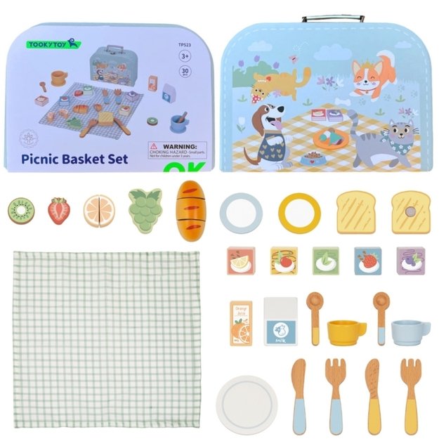 Medinis pikniko rinkinys vaikams su pjaustomais vaisiai, TOOKY TOY 12