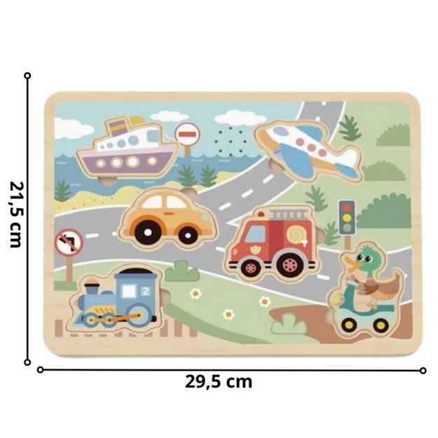 Medinė interaktyvi dėlionė vaikams “Automobiliai”, TOOKY TOY 3