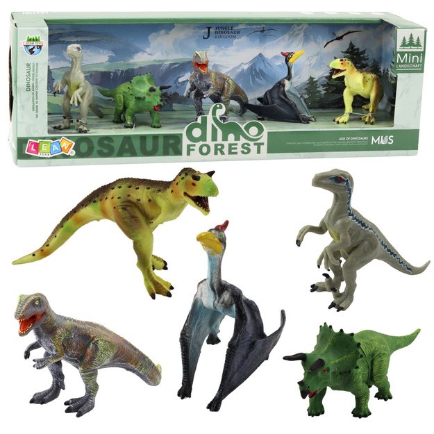 Realistinių dinozaurų figūrėlių rinkinys „Miškas“, 5 vnt.