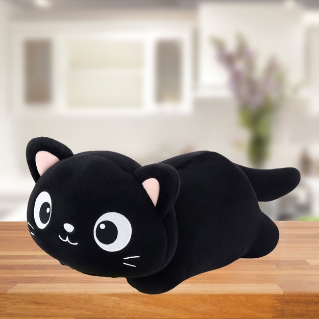 Pliušinė minkšta katė 45 cm, juoda 1