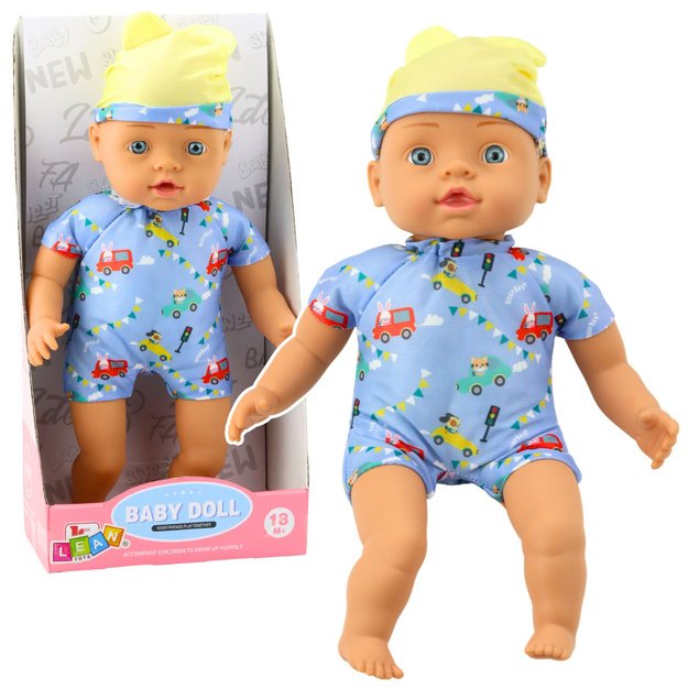 Lėlė kūdikis su  mėlynais drabužėliais 31 cm