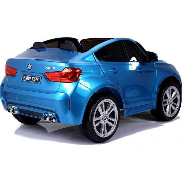 Dvivietis elektromobilis vaikams BMW X6M mėlynas lakuotas 11