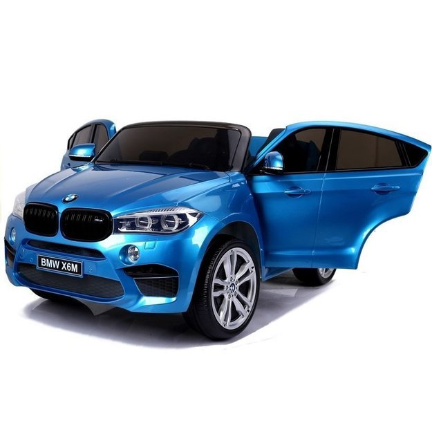 Dvivietis elektromobilis vaikams BMW X6M mėlynas lakuotas 6