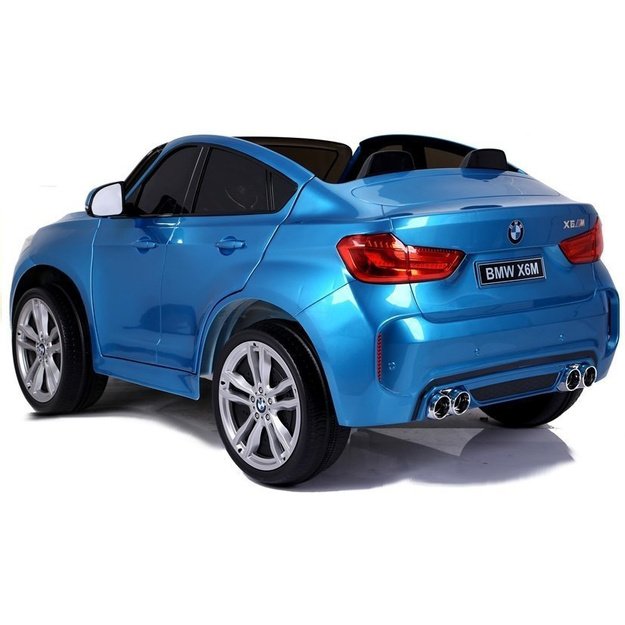 Dvivietis elektromobilis vaikams BMW X6M mėlynas lakuotas 8
