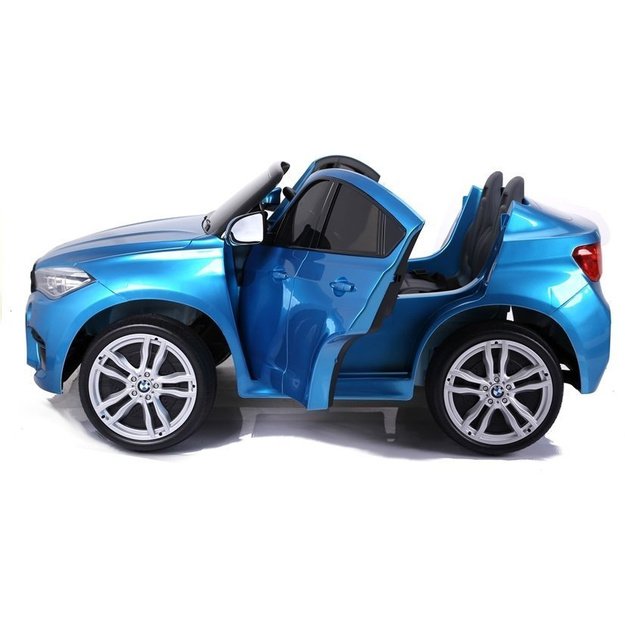 Dvivietis elektromobilis vaikams BMW X6M mėlynas lakuotas 7