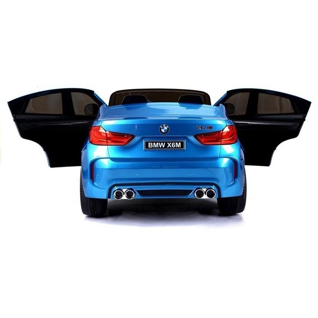 Dvivietis elektromobilis vaikams BMW X6M mėlynas lakuotas 9