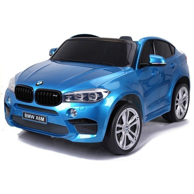 Dvivietis elektromobilis vaikams BMW X6M mėlynas lakuotas 5