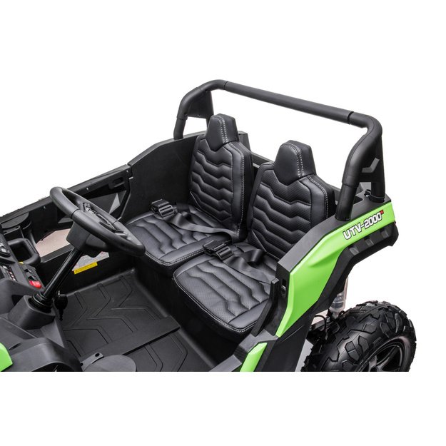 Galingas dvivietis elektromobilis vaikams UTV-2000 Strong A032, žalias