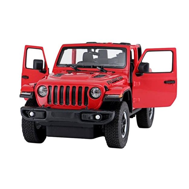 Nuotoliniu būdu valdomas Jeep Wrangler Rubicon visureigis 1:14, raudonas