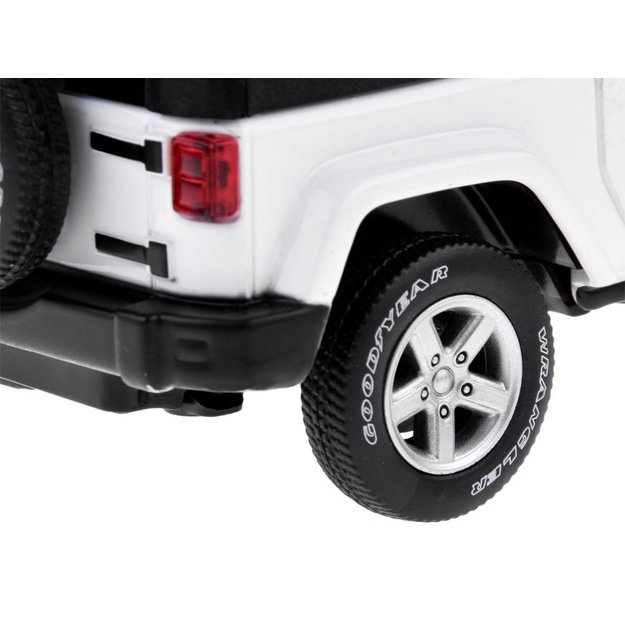 Žaislinis metalinis visureigis Jeep Wrangler 1:32, baltas