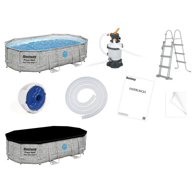 Karkasinis baseinas 488x305x107 11in1 Bestway 56946