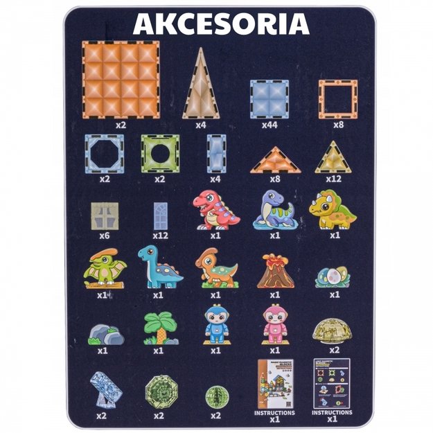 Šviečiančių magnetinių 3D blokų rinkinys „Dinozaurų parkas“ 124 vnt., WOOPIE 5