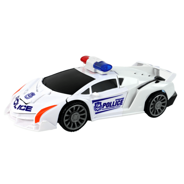 Policijos automobilis transformeris 2in1, baltas