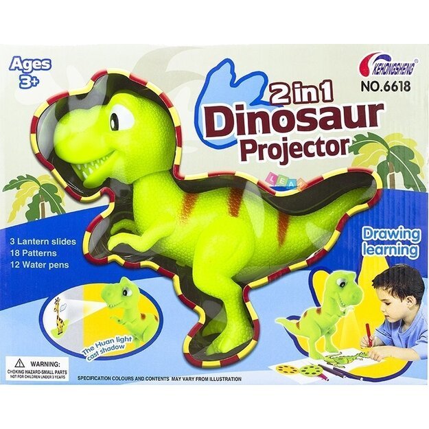 Vaikiškas projektorius, dinozauras, žalias