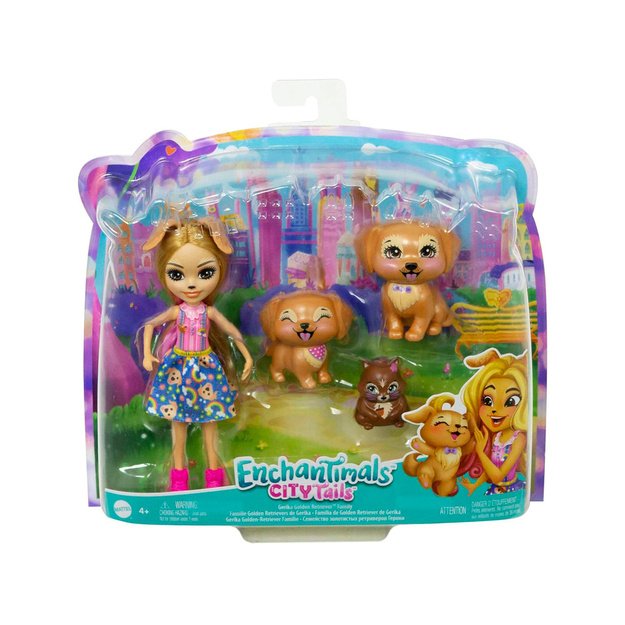 Lėlė „Enchantimals Gerika Golden Retriever“ su gyvūnėliais