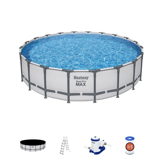 Apvalus karkasinis sodo baseinas 610x132 cm SteelPRO, BESTWAY