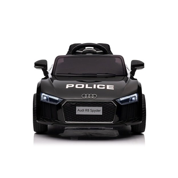 Vienvietis elektrinis policijos automobilis vaikams Audi R8, juodas